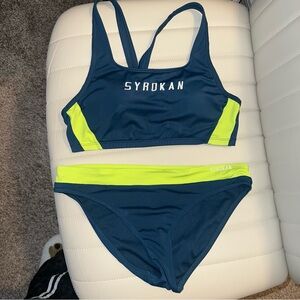 Women's Blue and Green Swim Set